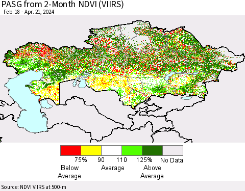 Kazakhstan PASG from 2-Month NDVI (VIIRS) Thematic Map For 4/14/2024 - 4/21/2024