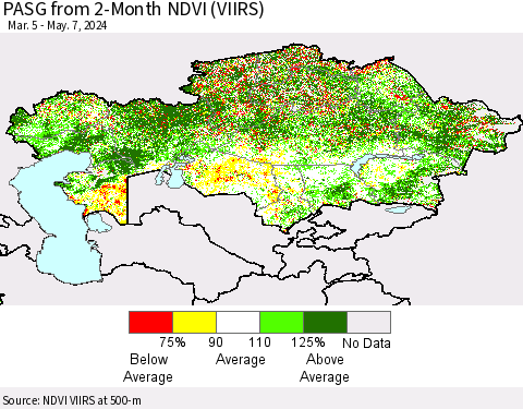 Kazakhstan PASG from 2-Month NDVI (VIIRS) Thematic Map For 4/30/2024 - 5/7/2024