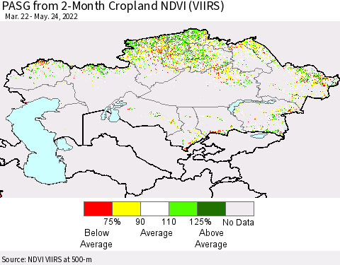Kazakhstan PASG from 2-Month Cropland NDVI (VIIRS) Thematic Map For 5/17/2022 - 5/24/2022
