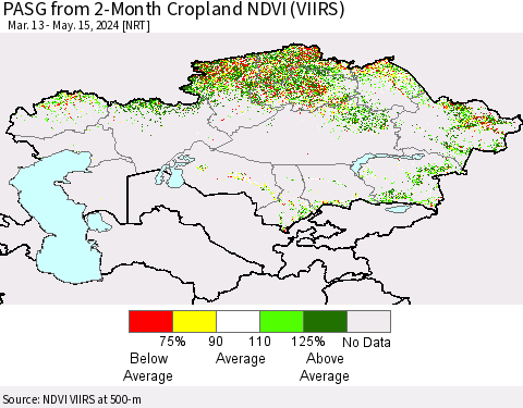 Kazakhstan PASG from 2-Month Cropland NDVI (VIIRS) Thematic Map For 5/8/2024 - 5/15/2024