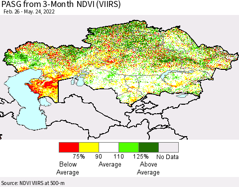 Kazakhstan PASG from 3-Month NDVI (VIIRS) Thematic Map For 5/17/2022 - 5/24/2022