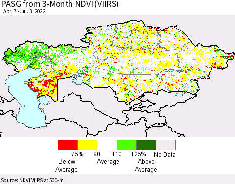 Kazakhstan PASG from 3-Month NDVI (VIIRS) Thematic Map For 6/26/2022 - 7/3/2022