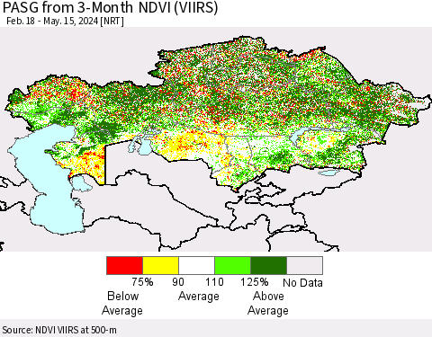 Kazakhstan PASG from 3-Month NDVI (VIIRS) Thematic Map For 5/8/2024 - 5/15/2024
