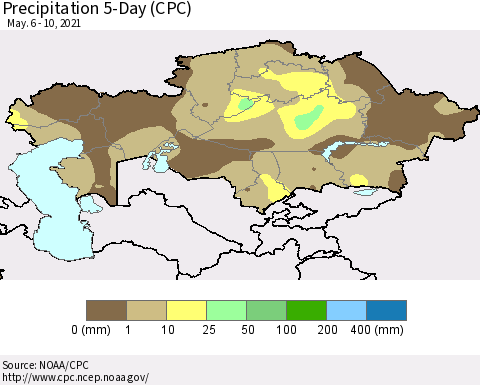 Kazakhstan Precipitation 5-Day (CPC) Thematic Map For 5/6/2021 - 5/10/2021