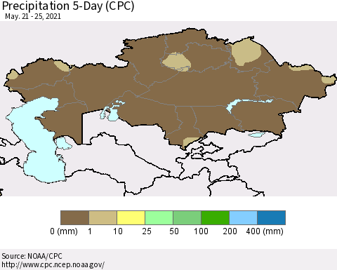 Kazakhstan Precipitation 5-Day (CPC) Thematic Map For 5/21/2021 - 5/25/2021