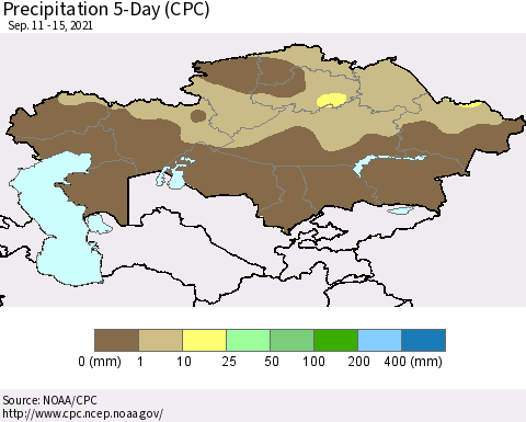 Kazakhstan Precipitation 5-Day (CPC) Thematic Map For 9/11/2021 - 9/15/2021