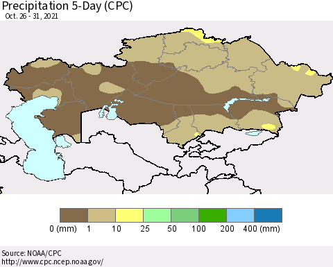 Kazakhstan Precipitation 5-Day (CPC) Thematic Map For 10/26/2021 - 10/31/2021