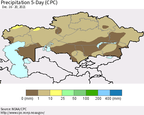 Kazakhstan Precipitation 5-Day (CPC) Thematic Map For 12/16/2021 - 12/20/2021
