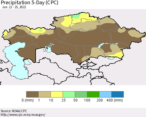 Kazakhstan Precipitation 5-Day (CPC) Thematic Map For 6/21/2022 - 6/25/2022