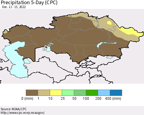 Kazakhstan Precipitation 5-Day (CPC) Thematic Map For 12/11/2022 - 12/15/2022