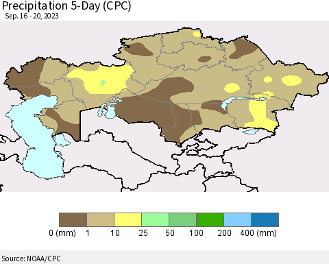 Kazakhstan Precipitation 5-Day (CPC) Thematic Map For 9/16/2023 - 9/20/2023