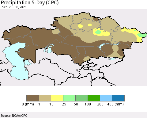 Kazakhstan Precipitation 5-Day (CPC) Thematic Map For 9/26/2023 - 9/30/2023