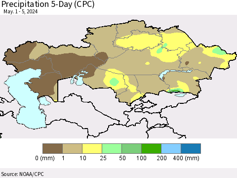 Kazakhstan Precipitation 5-Day (CPC) Thematic Map For 5/1/2024 - 5/5/2024