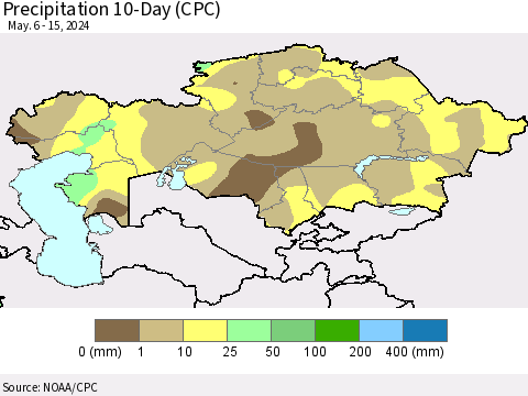 Kazakhstan Precipitation 10-Day (CPC) Thematic Map For 5/6/2024 - 5/15/2024