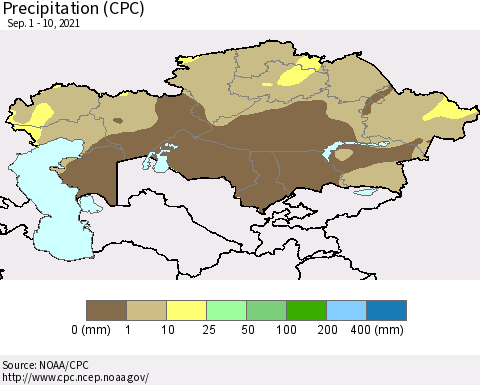 Kazakhstan Precipitation (CPC) Thematic Map For 9/1/2021 - 9/10/2021