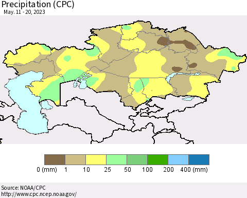 Kazakhstan Precipitation (CPC) Thematic Map For 5/11/2023 - 5/20/2023