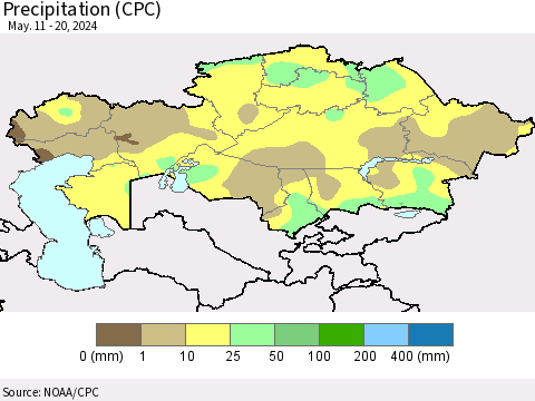 Kazakhstan Precipitation (CPC) Thematic Map For 5/11/2024 - 5/20/2024