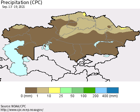 Kazakhstan Precipitation (CPC) Thematic Map For 9/13/2021 - 9/19/2021
