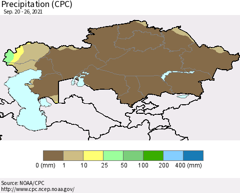 Kazakhstan Precipitation (CPC) Thematic Map For 9/20/2021 - 9/26/2021