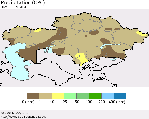 Kazakhstan Precipitation (CPC) Thematic Map For 12/13/2021 - 12/19/2021