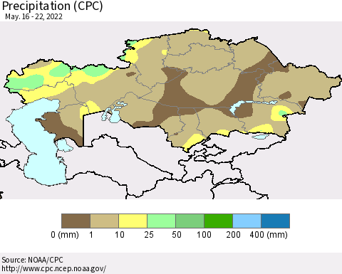 Kazakhstan Precipitation (CPC) Thematic Map For 5/16/2022 - 5/22/2022