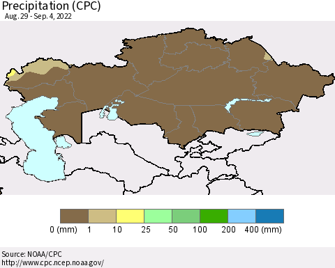 Kazakhstan Precipitation (CPC) Thematic Map For 8/29/2022 - 9/4/2022