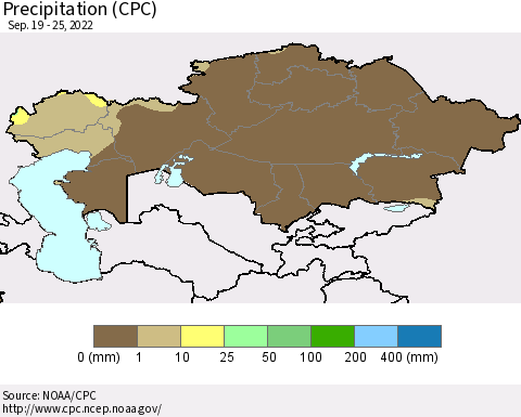 Kazakhstan Precipitation (CPC) Thematic Map For 9/19/2022 - 9/25/2022