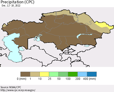 Kazakhstan Precipitation (CPC) Thematic Map For 12/12/2022 - 12/18/2022