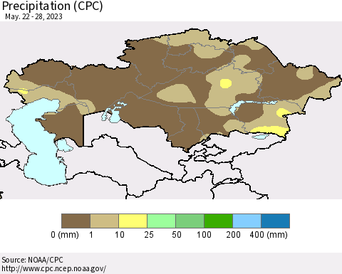 Kazakhstan Precipitation (CPC) Thematic Map For 5/22/2023 - 5/28/2023