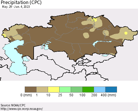 Kazakhstan Precipitation (CPC) Thematic Map For 5/29/2023 - 6/4/2023