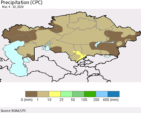 Kazakhstan Precipitation (CPC) Thematic Map For 3/4/2024 - 3/10/2024
