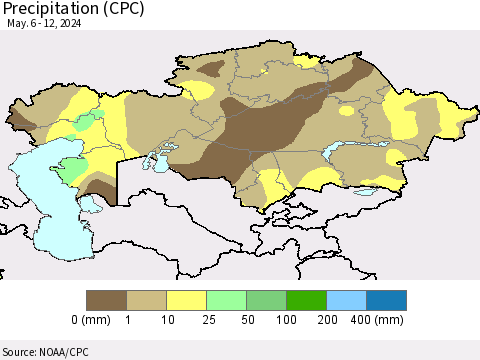 Kazakhstan Precipitation (CPC) Thematic Map For 5/6/2024 - 5/12/2024