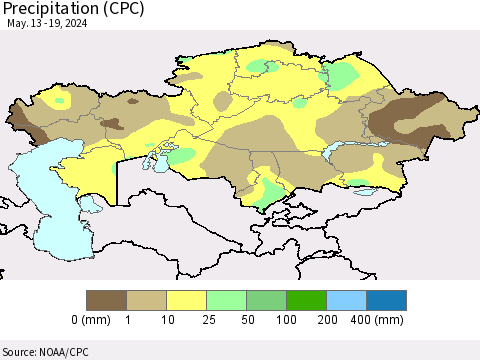 Kazakhstan Precipitation (CPC) Thematic Map For 5/13/2024 - 5/19/2024