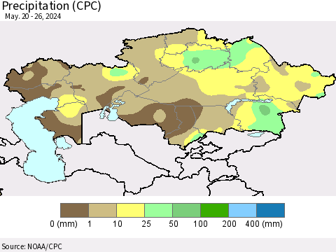 Kazakhstan Precipitation (CPC) Thematic Map For 5/20/2024 - 5/26/2024