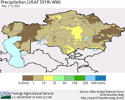 Kazakhstan Precipitation (USAF 557th WW) Thematic Map For 5/3/2021 - 5/9/2021