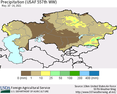Kazakhstan Precipitation (USAF 557th WW) Thematic Map For 5/10/2021 - 5/16/2021