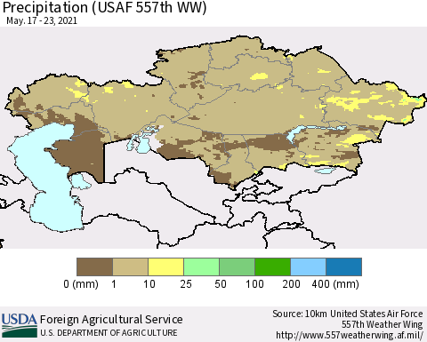 Kazakhstan Precipitation (USAF 557th WW) Thematic Map For 5/17/2021 - 5/23/2021