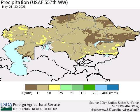 Kazakhstan Precipitation (USAF 557th WW) Thematic Map For 5/24/2021 - 5/30/2021
