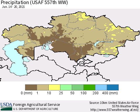 Kazakhstan Precipitation (USAF 557th WW) Thematic Map For 6/14/2021 - 6/20/2021