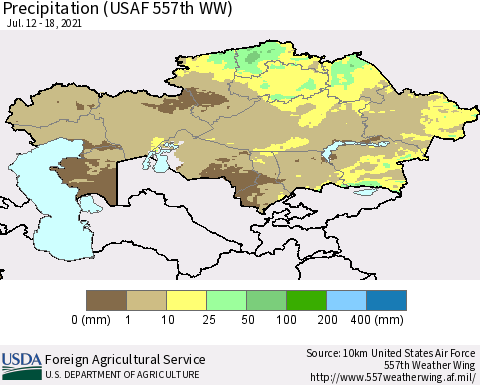 Kazakhstan Precipitation (USAF 557th WW) Thematic Map For 7/12/2021 - 7/18/2021
