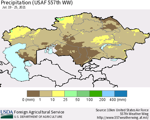 Kazakhstan Precipitation (USAF 557th WW) Thematic Map For 7/19/2021 - 7/25/2021