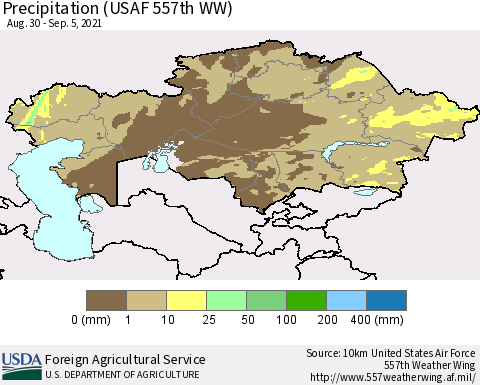 Kazakhstan Precipitation (USAF 557th WW) Thematic Map For 8/30/2021 - 9/5/2021