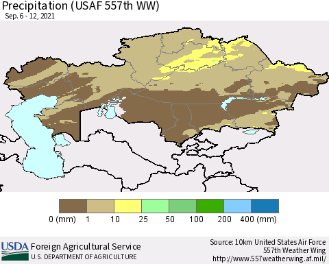 Kazakhstan Precipitation (USAF 557th WW) Thematic Map For 9/6/2021 - 9/12/2021