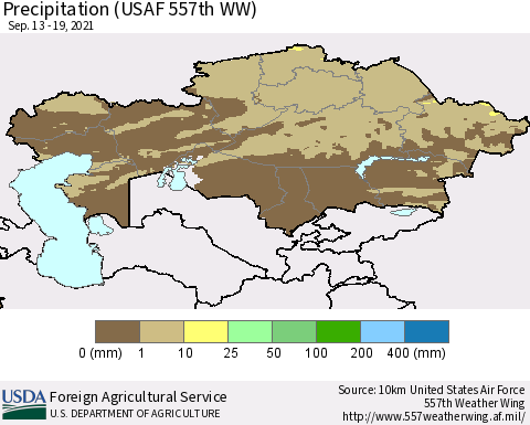 Kazakhstan Precipitation (USAF 557th WW) Thematic Map For 9/13/2021 - 9/19/2021