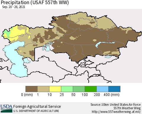 Kazakhstan Precipitation (USAF 557th WW) Thematic Map For 9/20/2021 - 9/26/2021