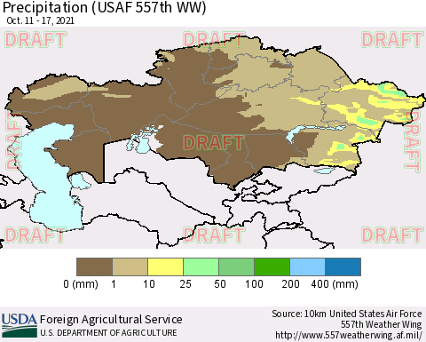 Kazakhstan Precipitation (USAF 557th WW) Thematic Map For 10/11/2021 - 10/17/2021
