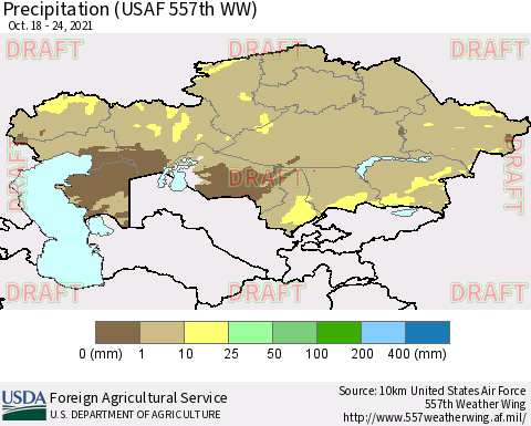 Kazakhstan Precipitation (USAF 557th WW) Thematic Map For 10/18/2021 - 10/24/2021