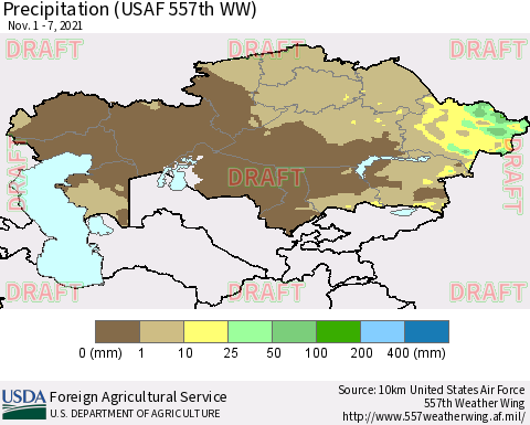 Kazakhstan Precipitation (USAF 557th WW) Thematic Map For 11/1/2021 - 11/7/2021