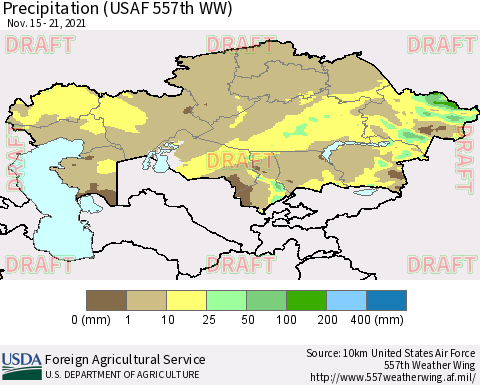 Kazakhstan Precipitation (USAF 557th WW) Thematic Map For 11/15/2021 - 11/21/2021