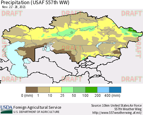 Kazakhstan Precipitation (USAF 557th WW) Thematic Map For 11/22/2021 - 11/28/2021